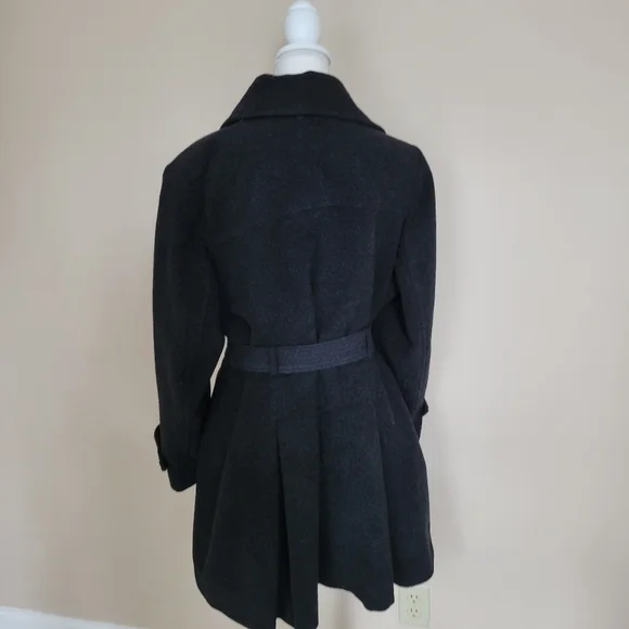 Michael Kors Womens Charcoal Gray Wool Blend Trench Coat Sz 16W - Picture 3 of 13